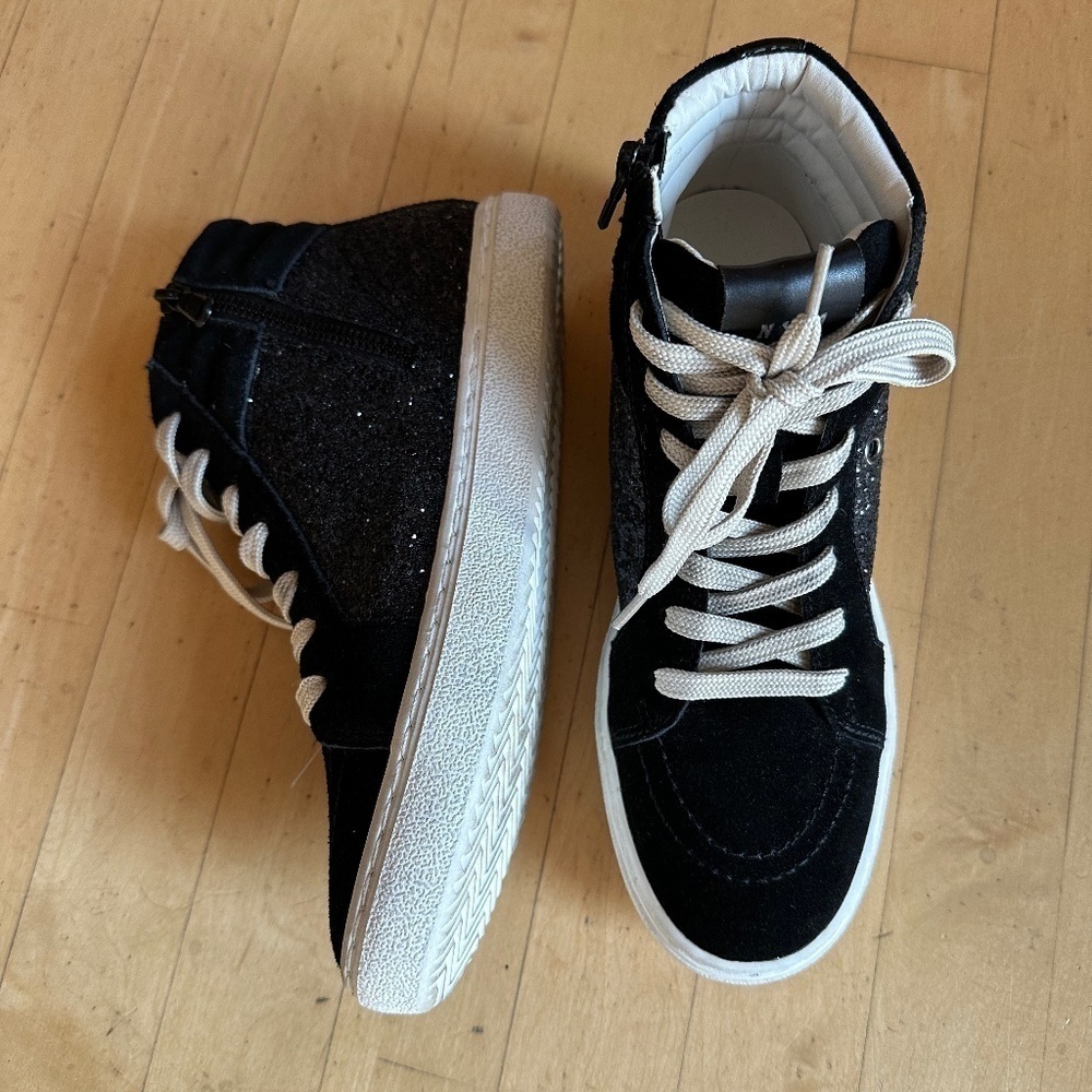 Steve Madden Serena Black sequin Hi top sneaker, 8. CB2164 - Picture 2 of 9